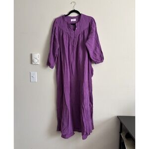 Xirena‎ Wren Dress XL Vibrant Purple Cotton Gauze V Neck Midi Long Luxury